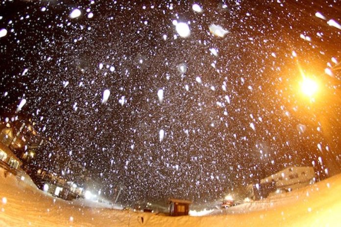 Snowfall at night
